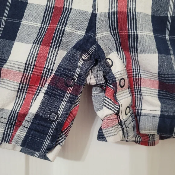 💥3/$24 Mommy&Me Red, White, And Blue Plaid Shortalls - Picture 3 of 7